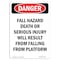 Signmission OSHA, Portrait Fall Hazard Falling From Platform, 10in X 7in Rigid Plastic, 7" W, 10" H, Portrait OS-DS-P-710-V-1865 - alternate 1